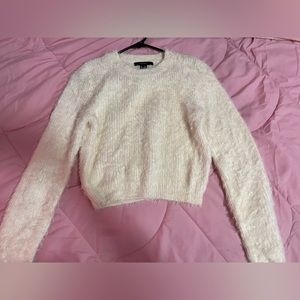 Forever 21 Cream Furry Cropped Sweater